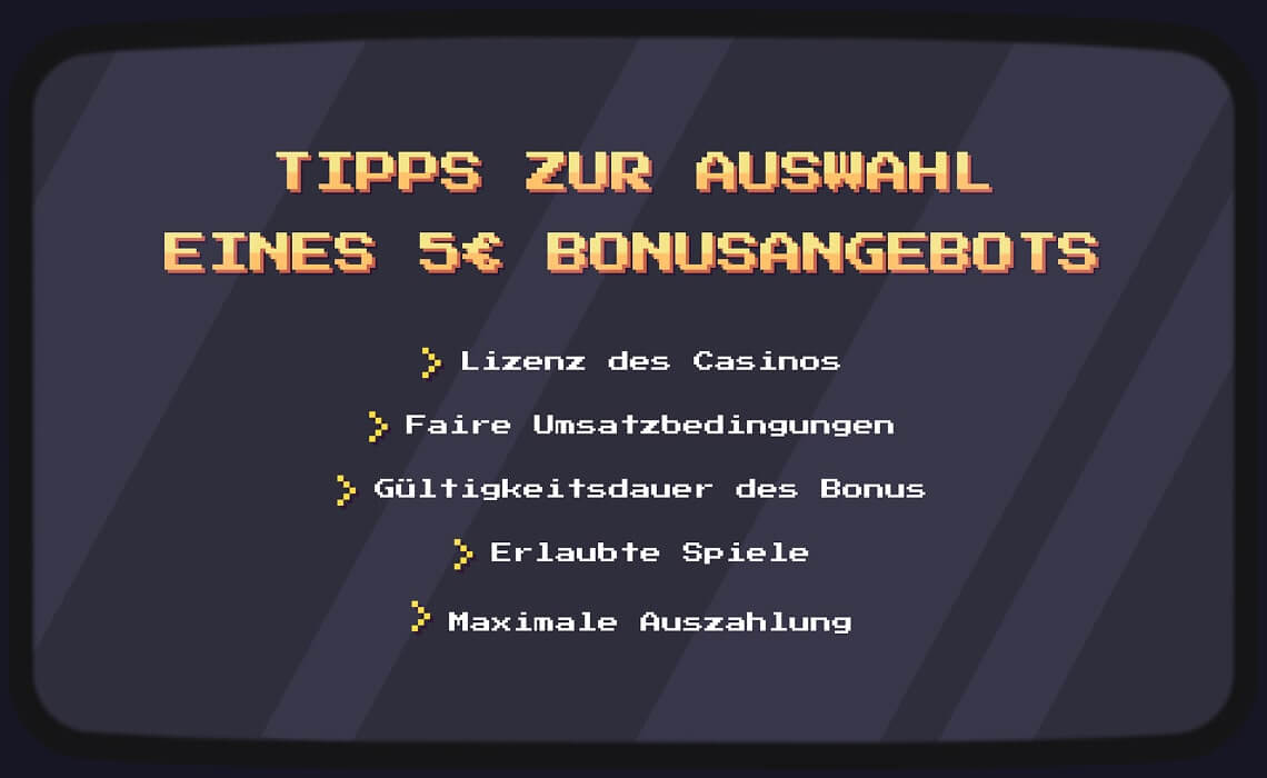 5 Euro Bonus Tipps zur Auswahl