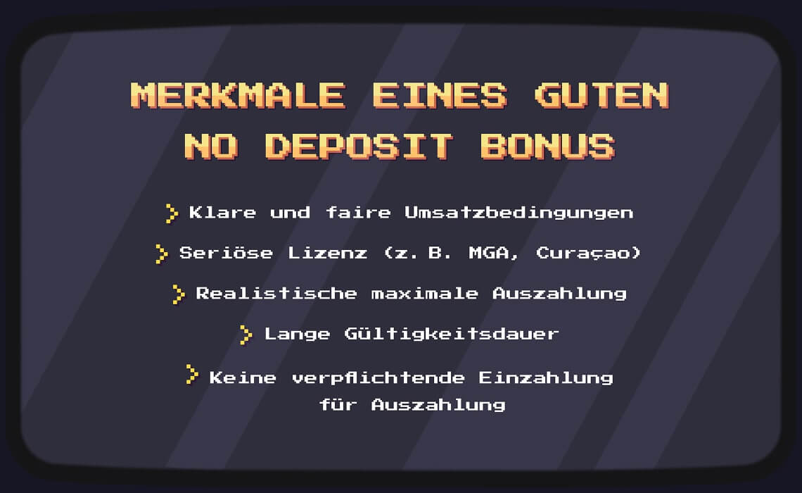 Merkmale eines guten No Deposit Bonus