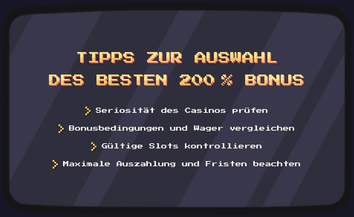Auswahl an 200% Casino Boni